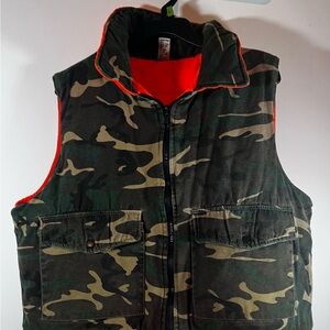 Vintage Scovill reversible orange Camo mens hunting vest L